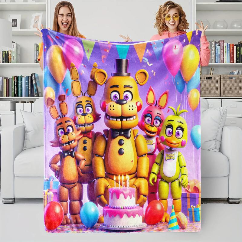 FNAF Golden Freddy Birthday Flannel Blanket Soft Warm Skin-Friendly Nap Throw For Office Home Sofa Bed Cover Travel Camping
