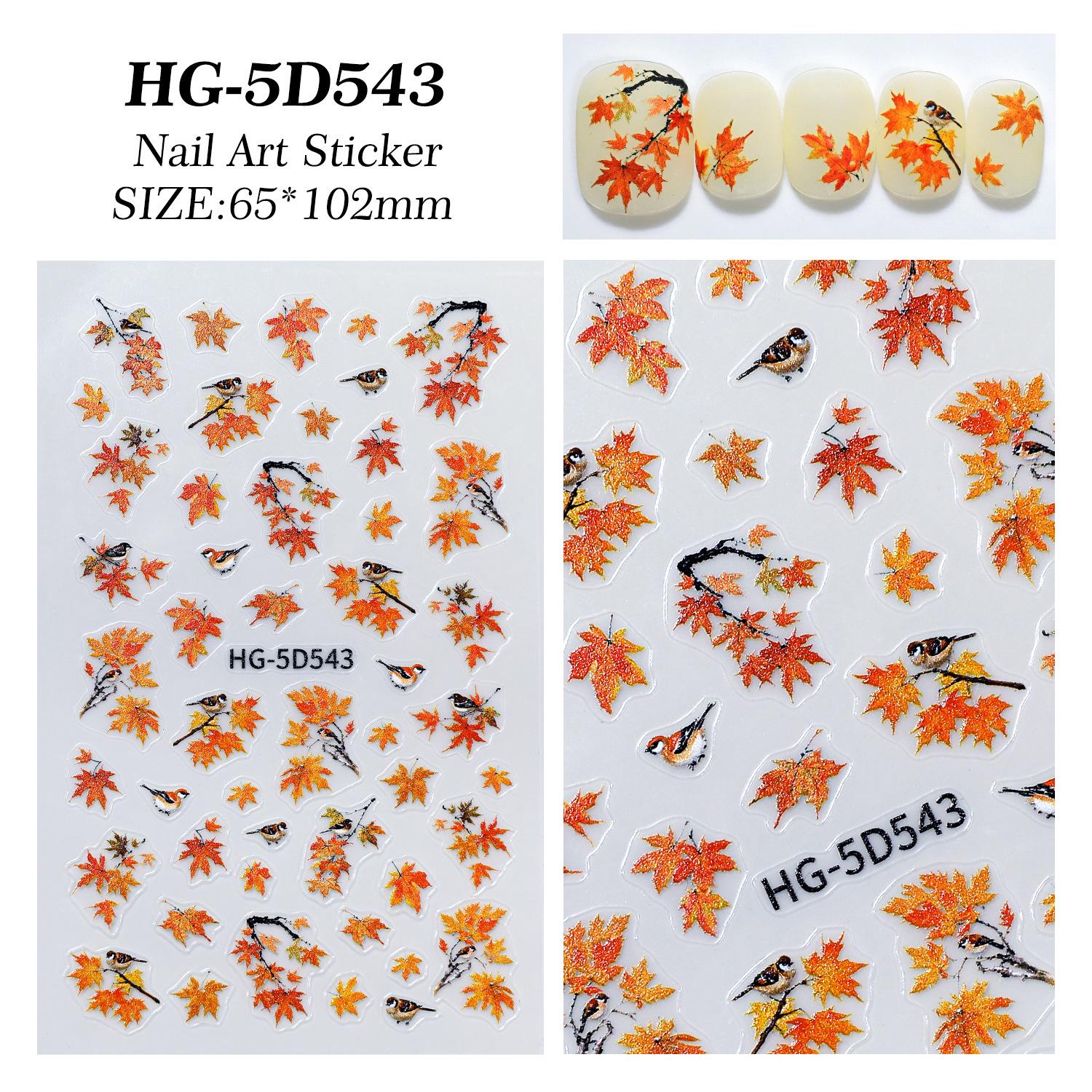 Autumn 3D Maple Leaf & Persimmon Nail Art Stickers