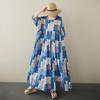 Short Sleeve Plus Size Cotton Vintage Floral New In Dresses for Women Casual Loose Long Summer Dress