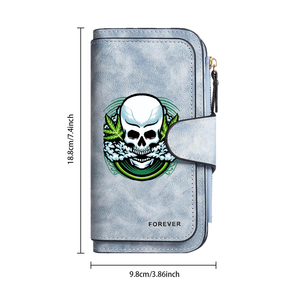 Cool Skull Print Wallet Card Holder Long Purse Forever Style