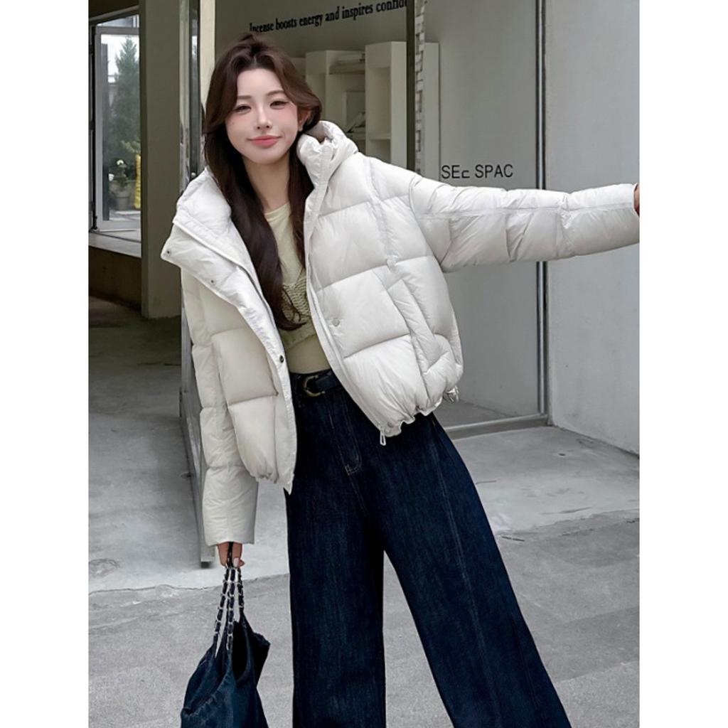 White duck down foreign style age-reducing short small hooded down jacket temperament thin coat