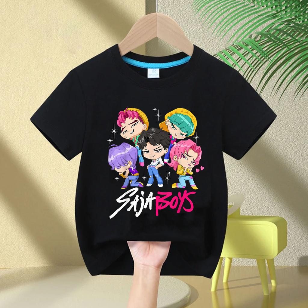 Kpop Caçadores de Demônios Roupas Infantis Camiseta de Manga Curta Camiseta Fofa Kpop Caçadores de Demônios Camiseta Harajuku para Meninos Meninas