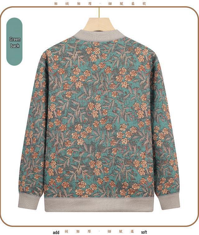 Knitted Sweater Coat for Middle-Aged & Elderly Women - Plush Velvet, Thick Winter Warmth for Grandma & Mom