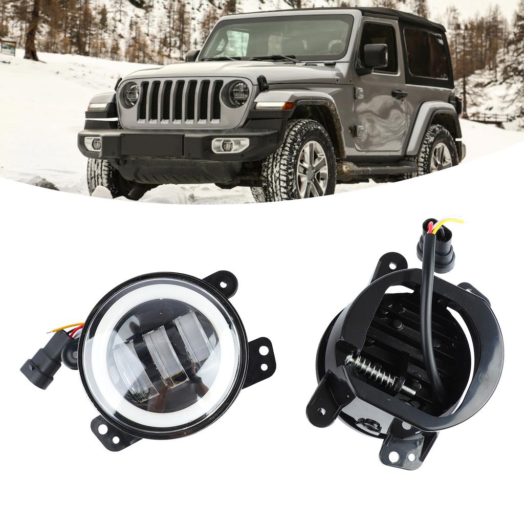 2Pcs Bumper Fog Lights Waterproof 4Inch LED High Brightness Fog Driving Lights Replacement for Jeep Wrangler