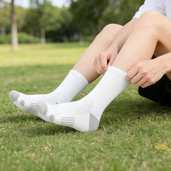 5 Pairs Men Sports Socks Breathable Athletic Crew Socks Color Block Stretchy Cushioned Socks for Workout Jogging Exercise Daily Wear