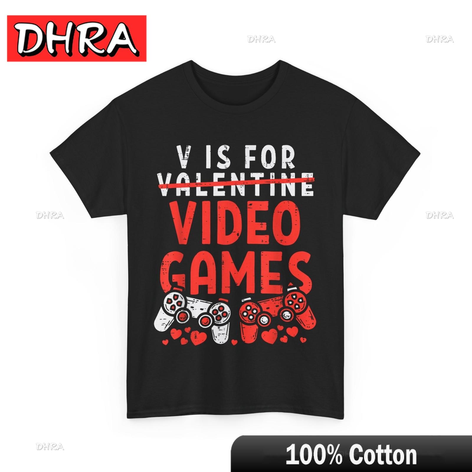 

V Is for Video Games Funny Valentines Day Gamer Boy Men Gift T-Shirt Edgy Tshirts Classic Female Edgy Tshirt Colorful Couples 4XL