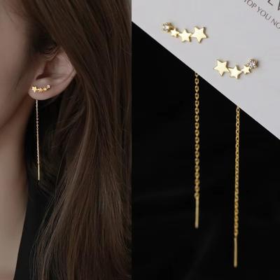 Star Beads Chain Earrings Straight Stud Earrings Elegant Drop Ear Earrings  Jewelry Accessories