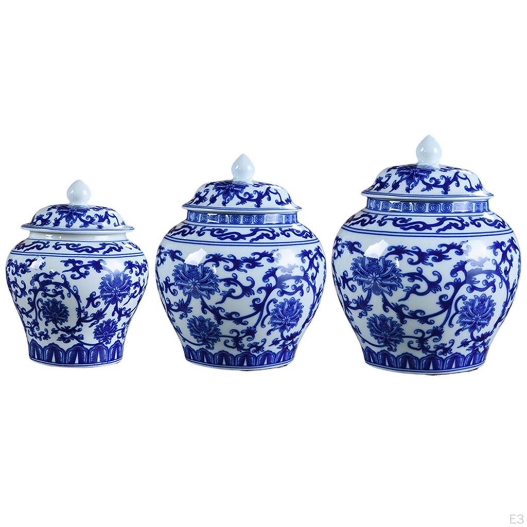 Porcelain, Tea Storage Jar Temple Centerpiece Multi Purpose Decorative Porcelain Asian Decor