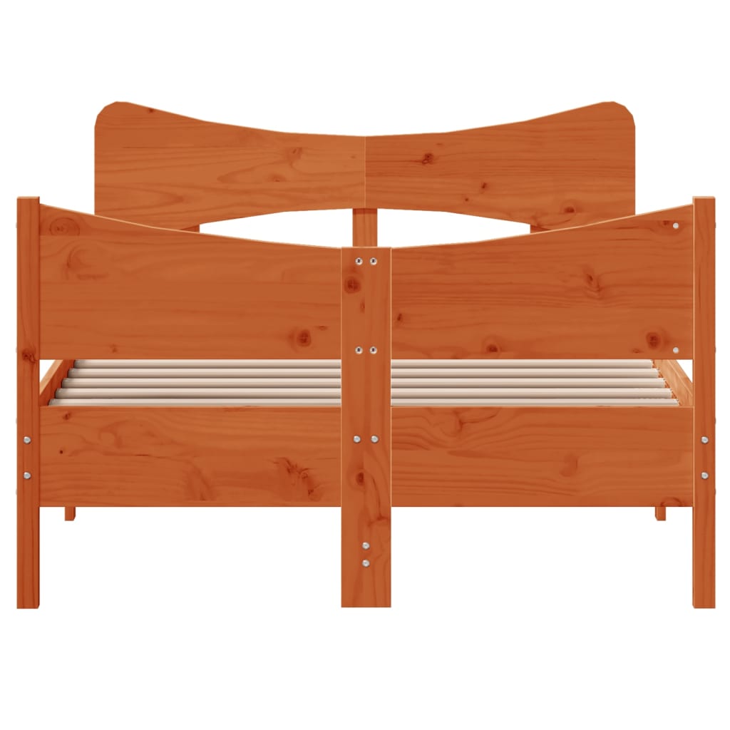 Vidaxl Bed Frame Without Mattress, Waxed Brown, 120X190 Cm, Pine