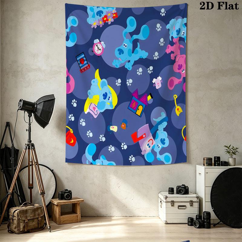 Blue'S Clues Wall Tapestry Aesthetic Wall Hanging Printed Fabric Blanket Decorative Tapestries For Bedroom Living Room Home Decor