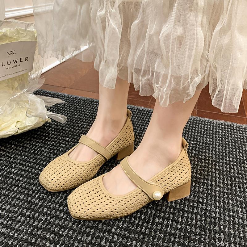 

Spring/Summer New Style Fashionable Women s One Word Buckle Mary Janes Round Head Flat Women s Mesh Ballet Shoes Zapatos Mujer 40 хаки