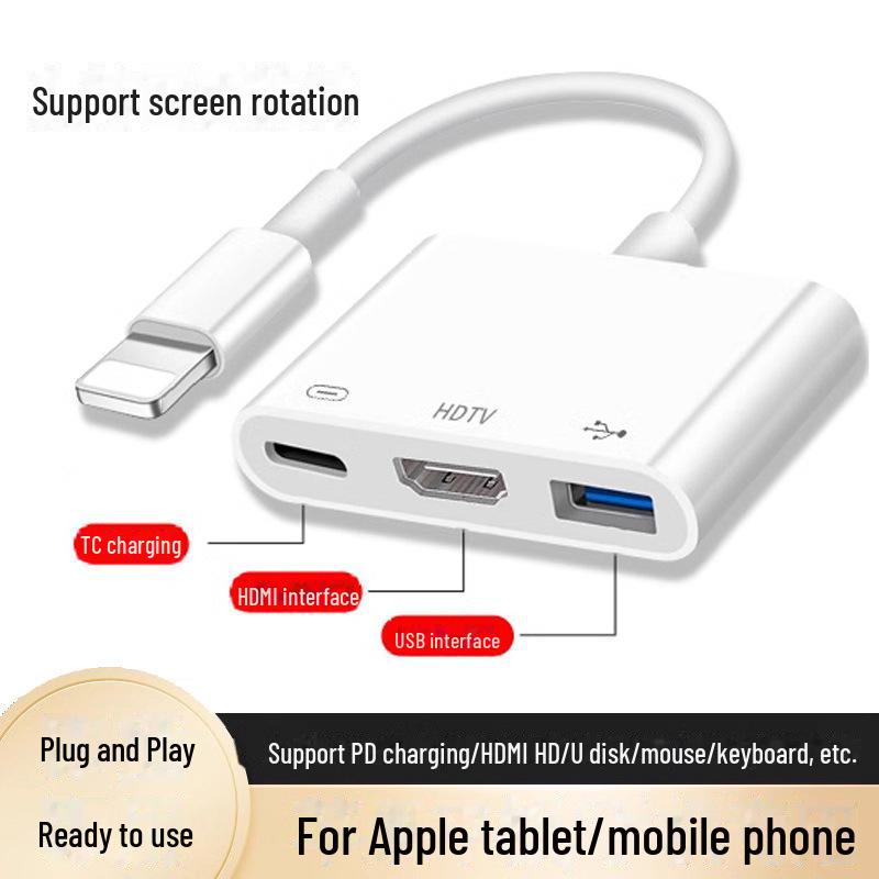 

Адаптер 3-в-1 USB 3.0 OTG HDMI для iPhone: Видео высокой четкости 1080p на ТВ