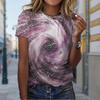 Women Summer T Shirt Trend Marbling Print Retro Fashion Short Sleeve Tees Casual   Printed  Tops