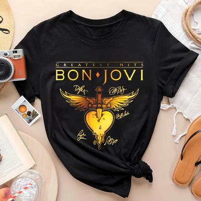 Nueva Camiseta Firma Banda Bon Jovi Regalo Familia Unisex Todas las Tallas Camiseta P68 Camiseta Unisex