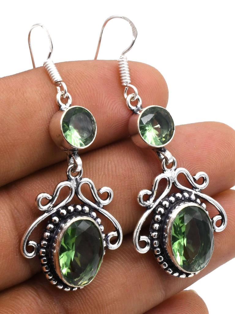 Peridot Gemstone Ethnic Handmade Drop Dengle Earring Jewelry ER 158