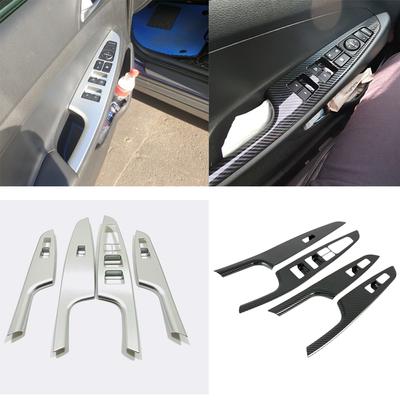 ABS Koolstofvezel Auto Armsteun Raam Schakelaar Knop Lift Paneel Frame Trim Styling Voor Hyundai Tucson 2015 2016 2017