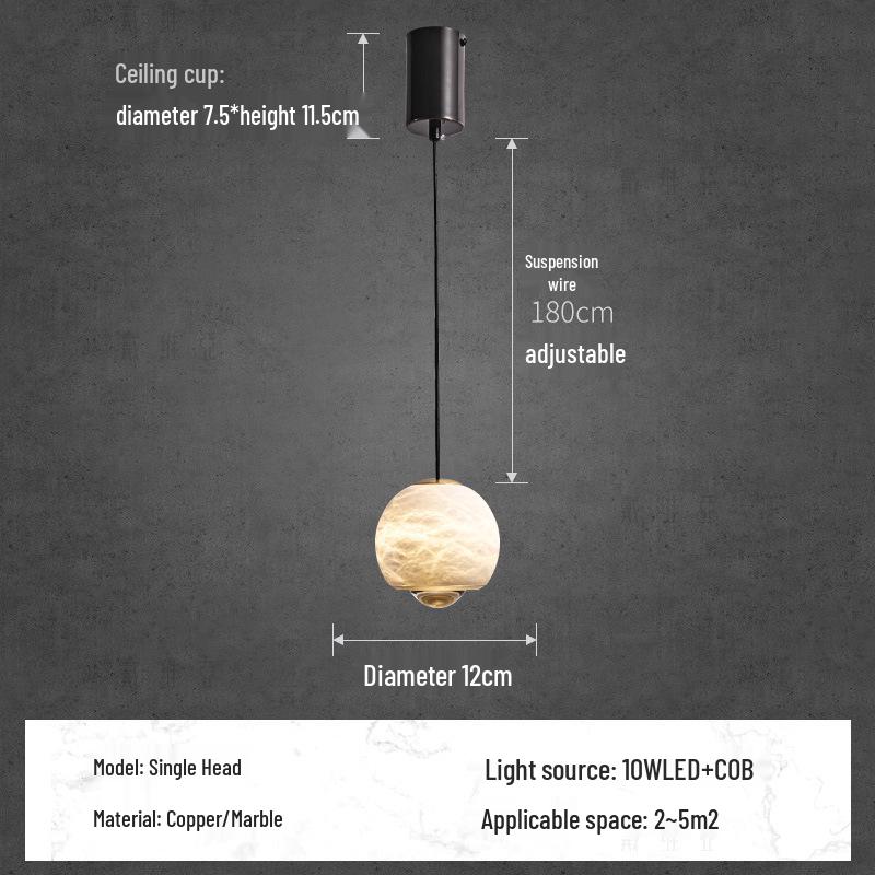 Мраморный современный минималистичный маленький подвесной светильник для спальни, прихожей, ресторана и бара - Креативный роскошный дизайн Warm Light