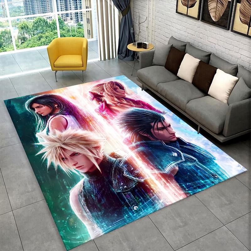 Cloud Tifa Final Fantasy Games Sephiroth Carpet Rug for Bedroom Living Room Sofa Playroom Doormat Home Decor,Area Rug Non-slip