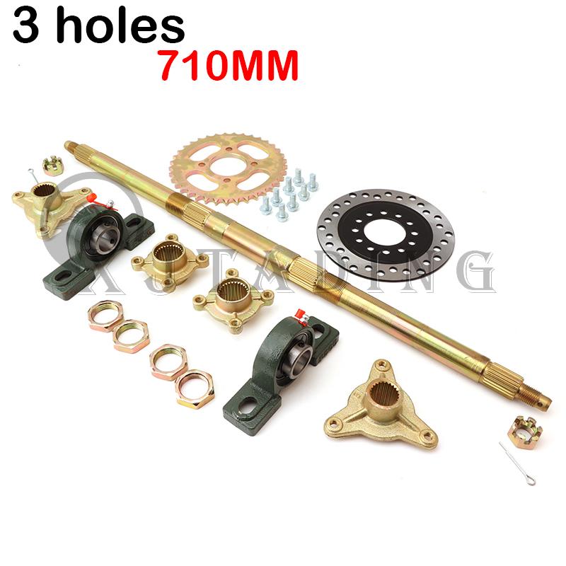 710MM 740MM Rear Axle Assembly with Carrier & Hubs 110cc 125cc 150cc Quad ATV Go karts Dune Buggy 4 hole 3 hole