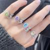 Bague Trésor en Argent Sterling S925 Topaze Naturelle Grenat Améthyste Citrine Péridot Couleur Bijoux pour Femmes