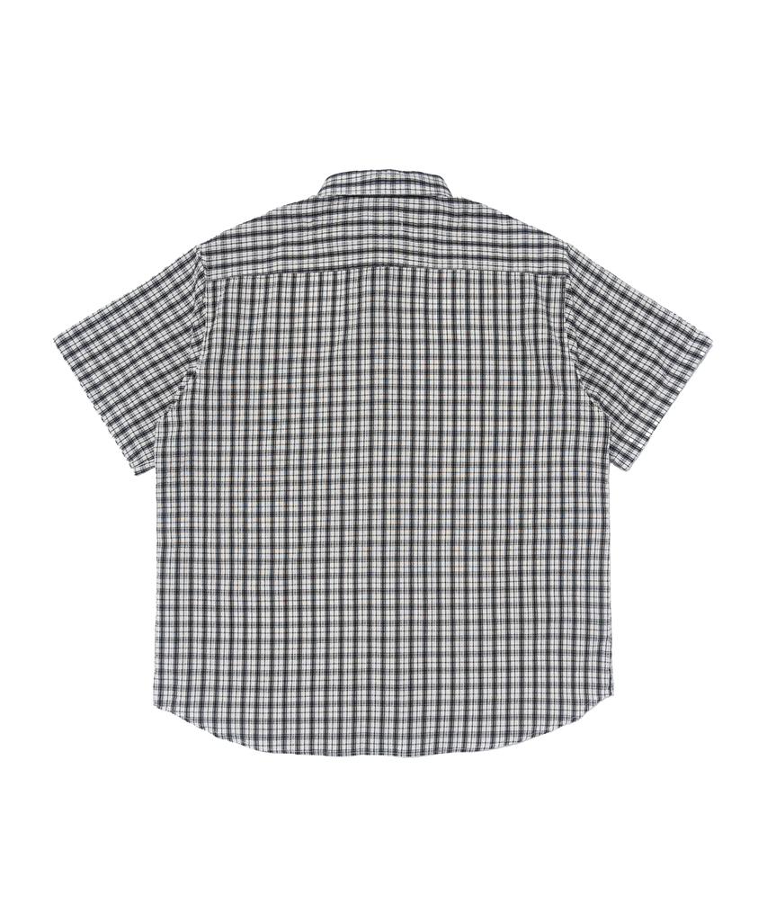 CARGOBROS Crease Loose Fit Check Short Sleeve Shirt (White)