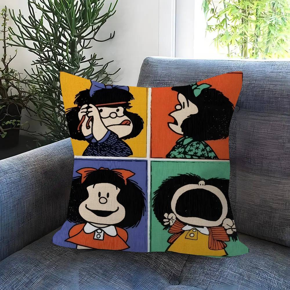 Pillow Cushion Cover Pillowcase Living Room Sofa Home Decor Customized Cartoon Cute Mafalda