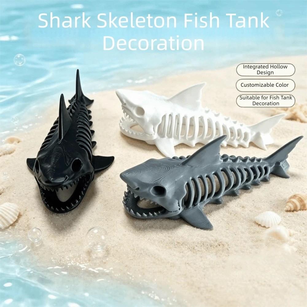 Skull Replica Shark Skeleton Hideaway House Unpainted Aquarium Underground Cave  Fish Tank