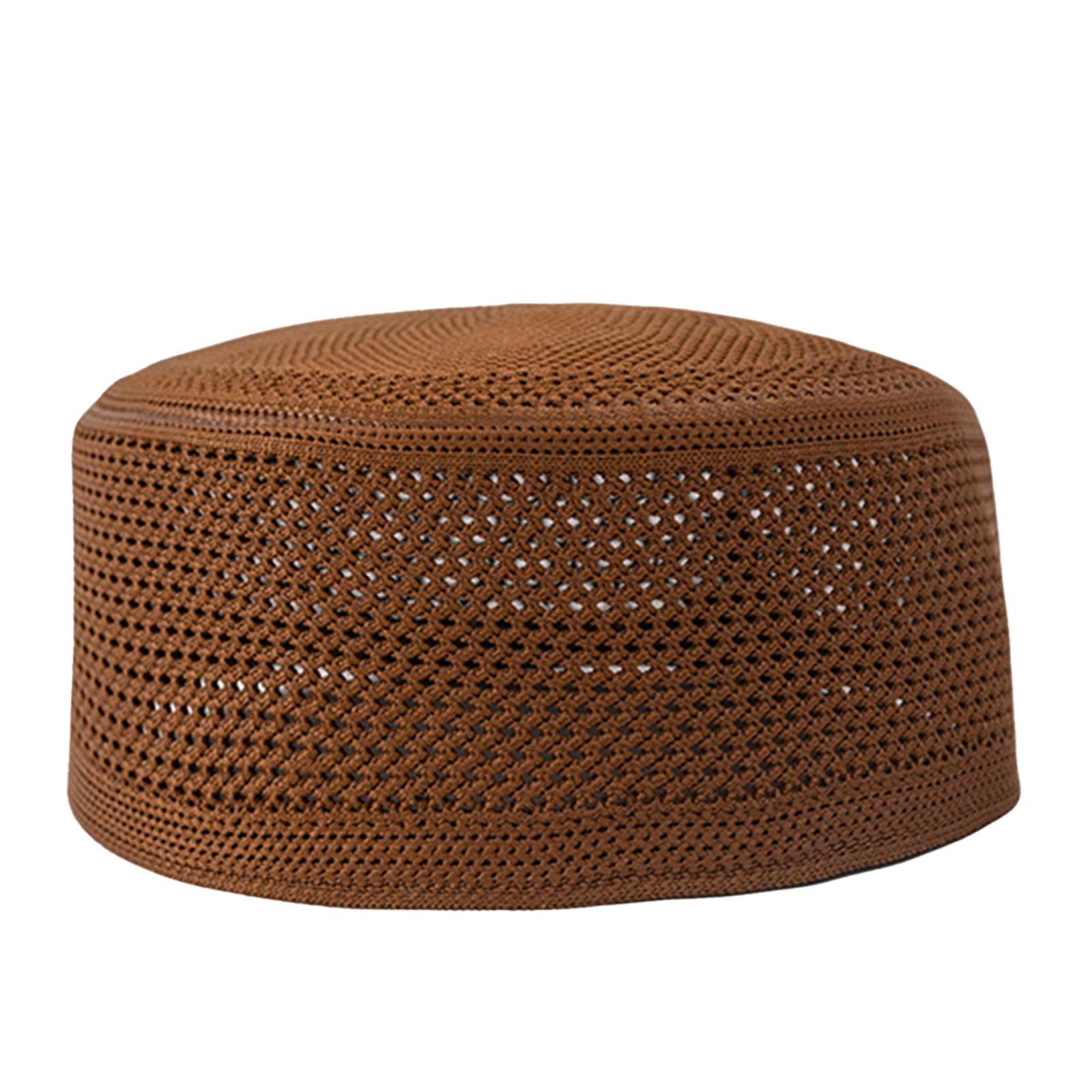 

Вязаная хлопковая шапка-тюрбан для мужчин, дышащая исламская молитвенная шапка куфи, хиджабы на Рамадан, шапка-бини, арабская шапка-череп XL кофейный