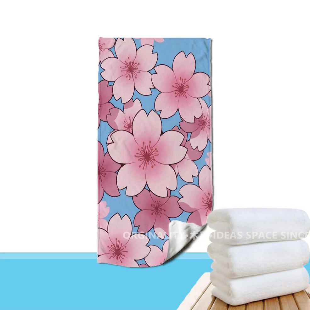 Cherry Blossom Print Beach Towel Patterned Sunscreen And Windproof Suitable For Swimming Pool Camping Travel Blanket