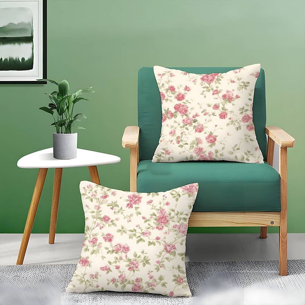 Frische Blumen und frischer Familienstil Kissenbezug Komfort Sofabett Seidig elegant Unsichtbarer Reißverschluss Dekorative Kissenhülle