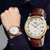 Men's Brown Leather Strap Quartz Analog Watch Waterproof Classic Casual Lightweight Date Display