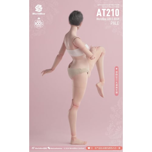 Tbmodel Worldbox 1/6 Scale Female Figure with Muscles and Joints, Cosplay Action Figure Set, AT210 (White Skin)