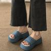 Summer Denim Blue Slippers Fashion Open Toe Women Slides Ladies Comfort Thick Sole Wedges Beach Vacation Sandalias Flip Flop