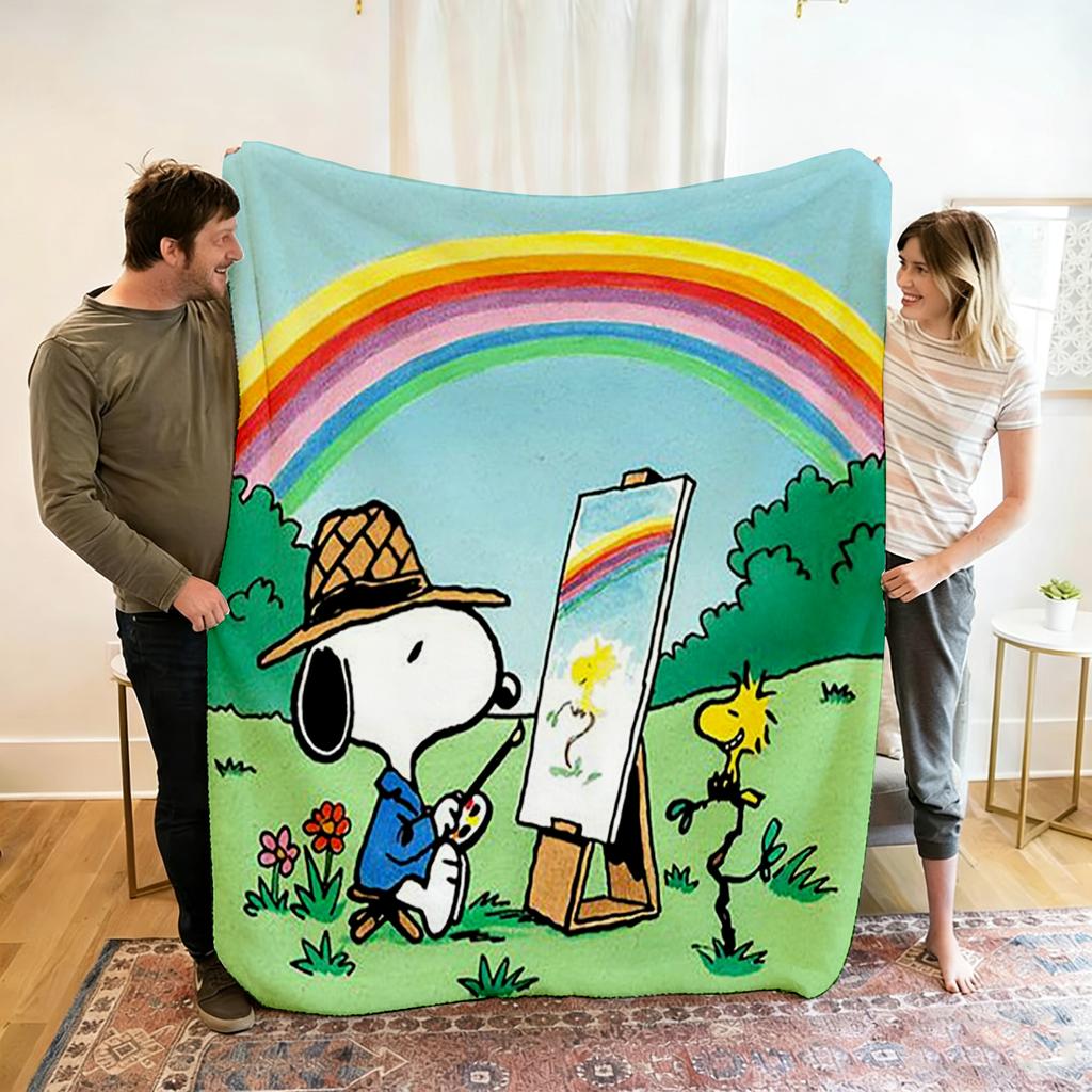 Cartoon 2026 New Kawaii Snoopy Children Warm Soft Anime Blankets for Sofa Bed Cover Blanket Suitable for Birthday Souvenir Gifts