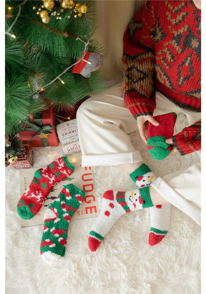 Coral Fleece Socks Soft Holiday Socks Christmas Socks Fluffy For Gifts Holiday Season Sleeping