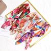 Luksusowy jedwabny szalik kwadratowy damski nadruk satynowy szalik wiosenny opaska do włosów chustka na szyję Echarpe Tie Shawl Wraps