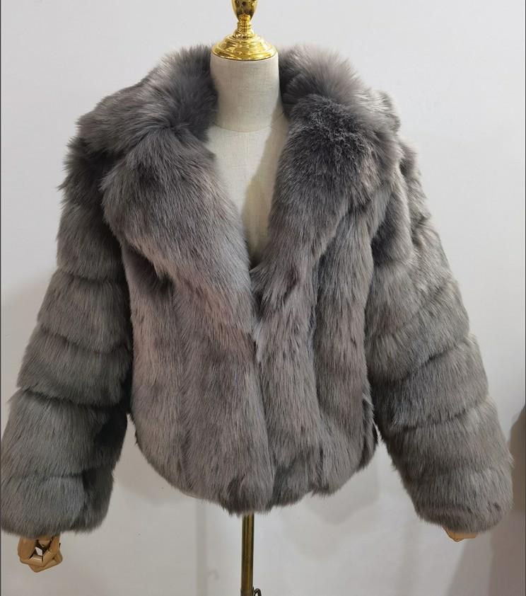 European and American Women's Faux Fur Coat, Imitation Fox Fur, 2023 Autumn/Winter Collection, Suit Collar.