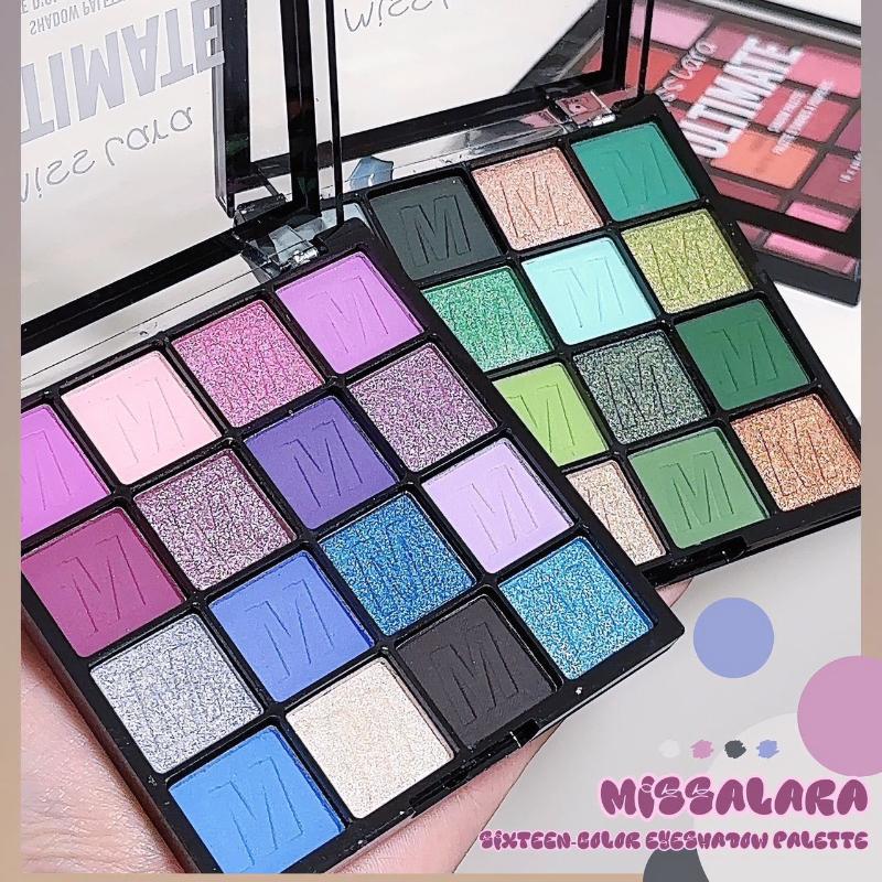 16-color Eyeshadow Palette With Matte And Shimmering Shades Of Blue Suitable For Beginners In Western Makeup
