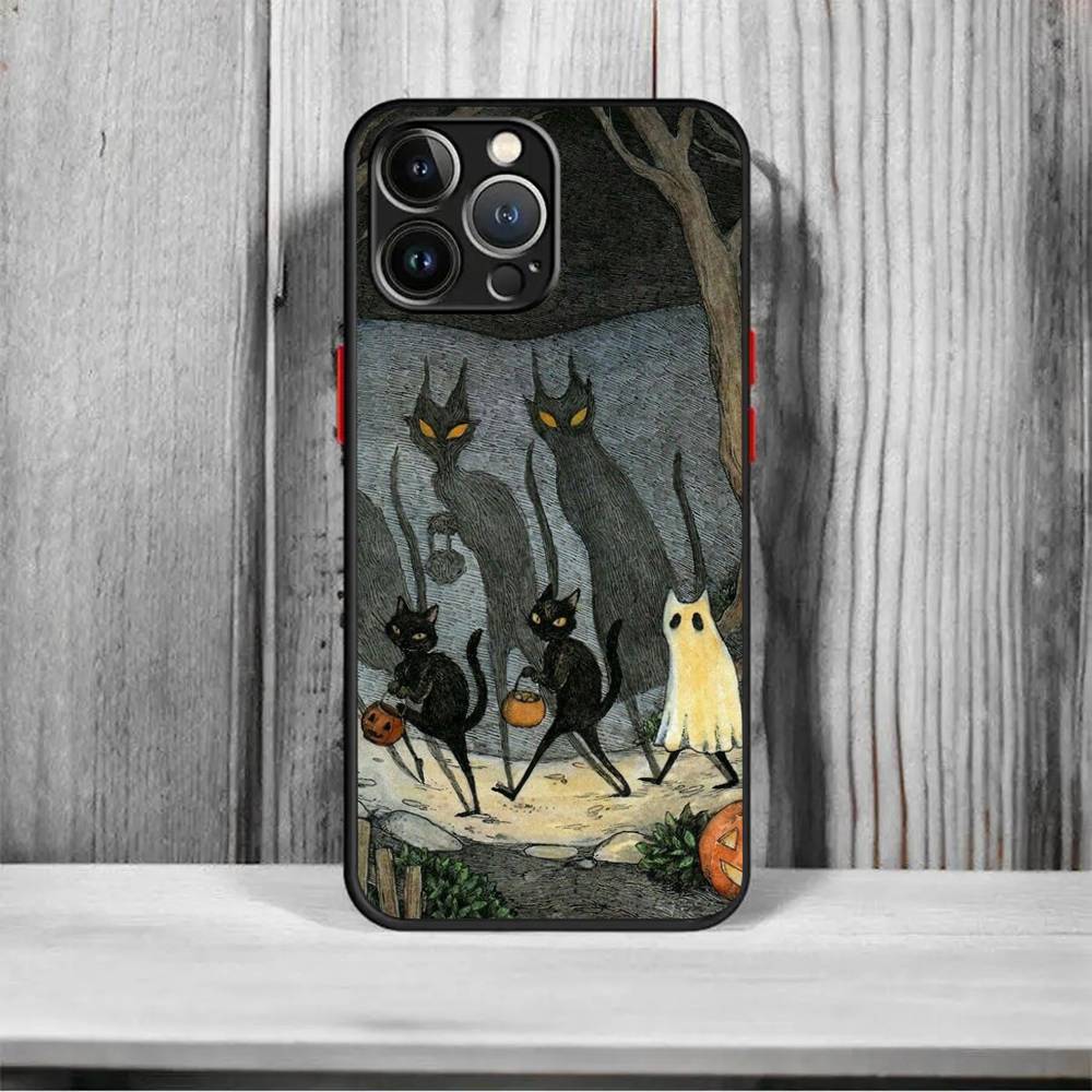 

Dark Funny Monster Cat Matte Cover For iPhone 16 15 14 11 12 13 Mini Pro Max X XR XS MAX Phone Case shockproof iPhone 14 pro