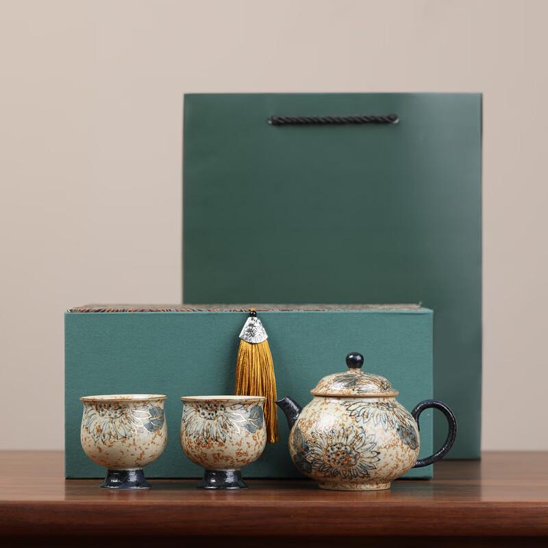 MULTIPOTENT Antique Flambe Glaze Sunflower Tea Set