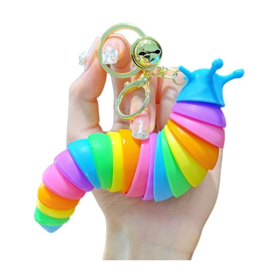 

Keychain Pendant Stress Relief Squeeze Toy 3D Slug Fidget Spinner Anxiety Reduction Flexible Sensory Key Chain