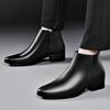 British Style High Top Men's Casual Boots Increase Height Chelsea Boots Classic Genuine Leather Ankle Boots Autumn Winter Botas