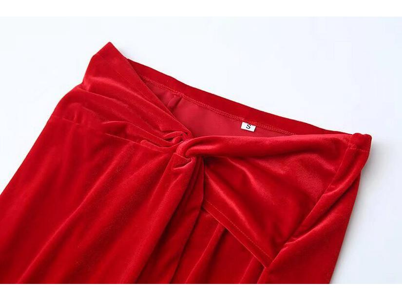 2024 Winter Women's European & American Slim Strapless Top and Midi Skirt Set