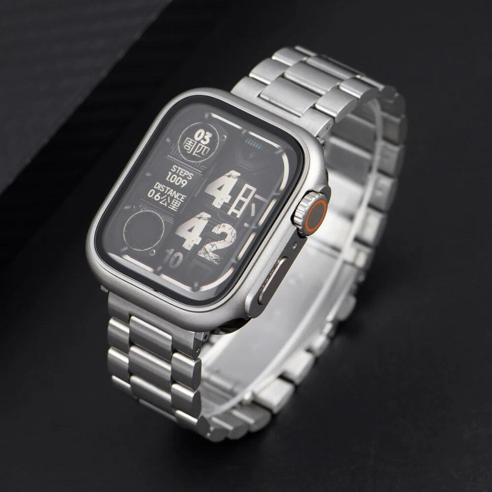 Stainless Steel Strap+case for Apple Watch 44mm 45mm 41mm 40mm Upgrade TPU Case Iwatch Series 9 8 7 6 SE 5 4 Metal Bracelet