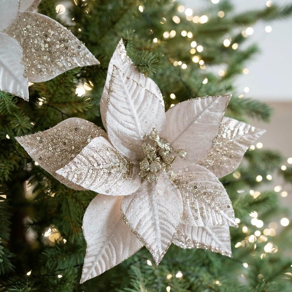 Decorative Flower Pick Artificial Poinsettia Poinsettia Tree Decoration  Christmas Tree Decorating