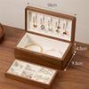 B97A-Jewelry Box Double-Layer Wooden Case Earring Necklace Bracelet Storage Organizer Wedding Gift In Walnut Wood