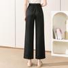 Woxue 2025 Summer Breathable Elastic Waist Straight-Leg Pants for Middle-Aged Women