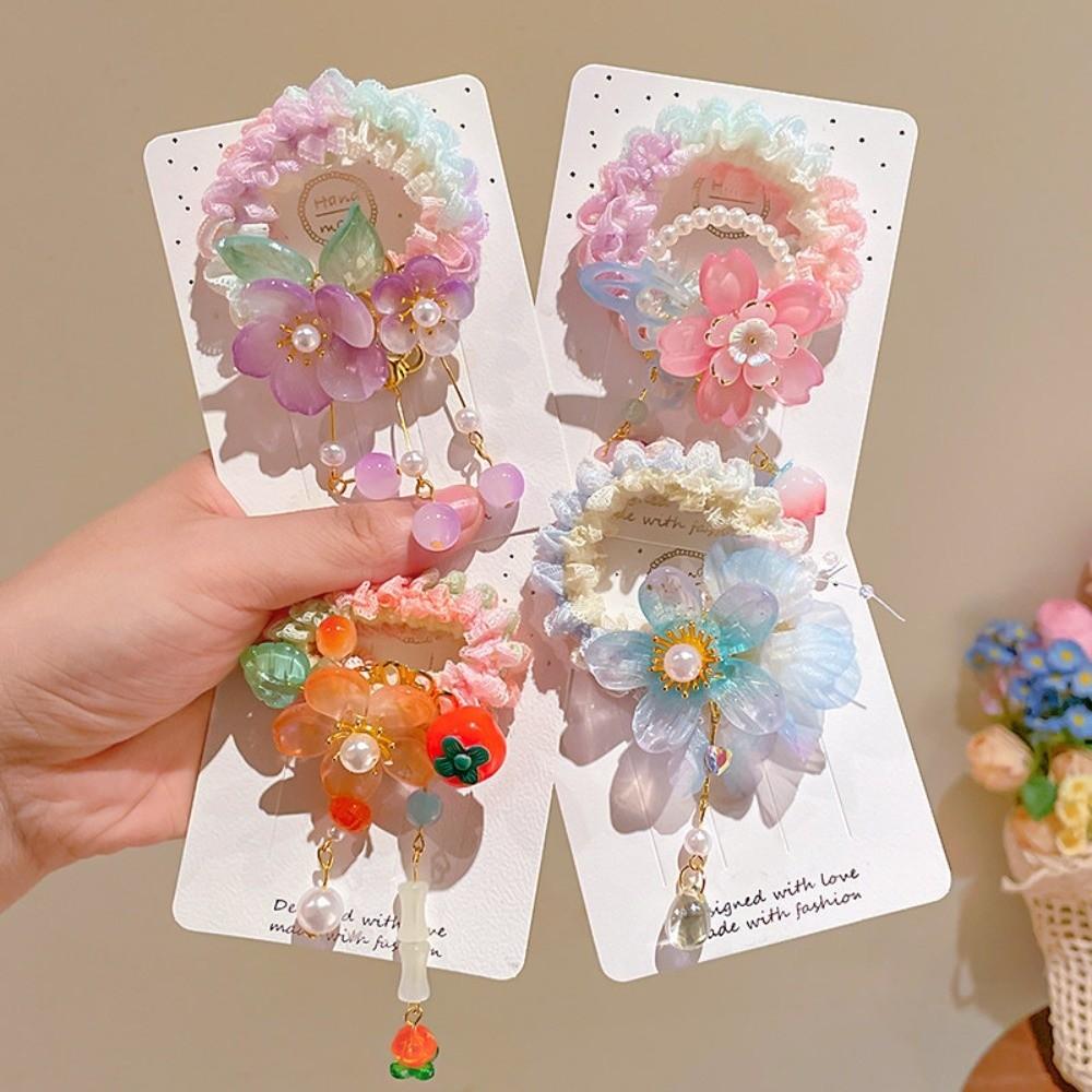 Butterfly Flower Hair Tie Chinese Style Hair Band New Princess Hair Ring Headdress