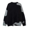 Unisex Oversized V-Neck Knit Cardigan With Contrast Jacquard Streetwear Casual Winter Sweater