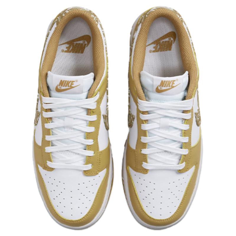 Nike Dunk ESS "Barley Paisley" Cashew Flower Low Top Sneakers for Women in White, Earth and Yellow DH4401-104